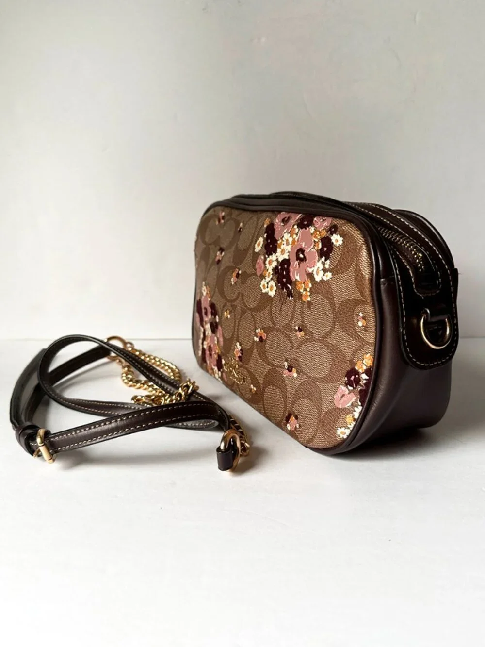 Coach Isla Chain Crossbody Bag Floral Print Signature Coated Canvas F31433